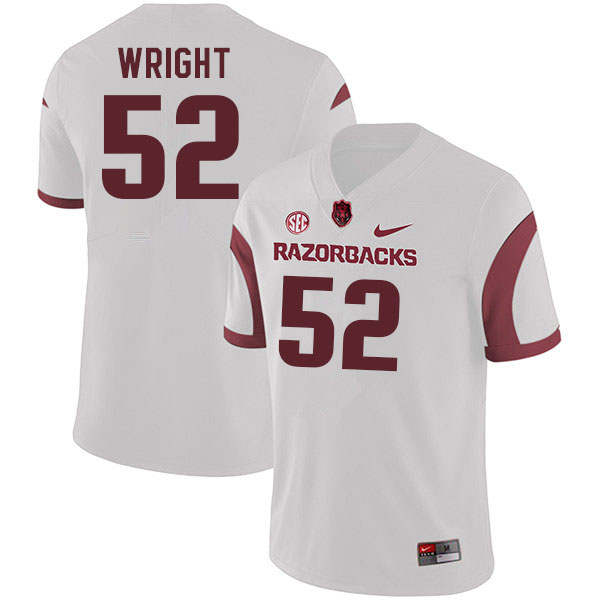 Men #52 Solomon Wright Arkansas Razorbacks College Football Jerseys Sale-White